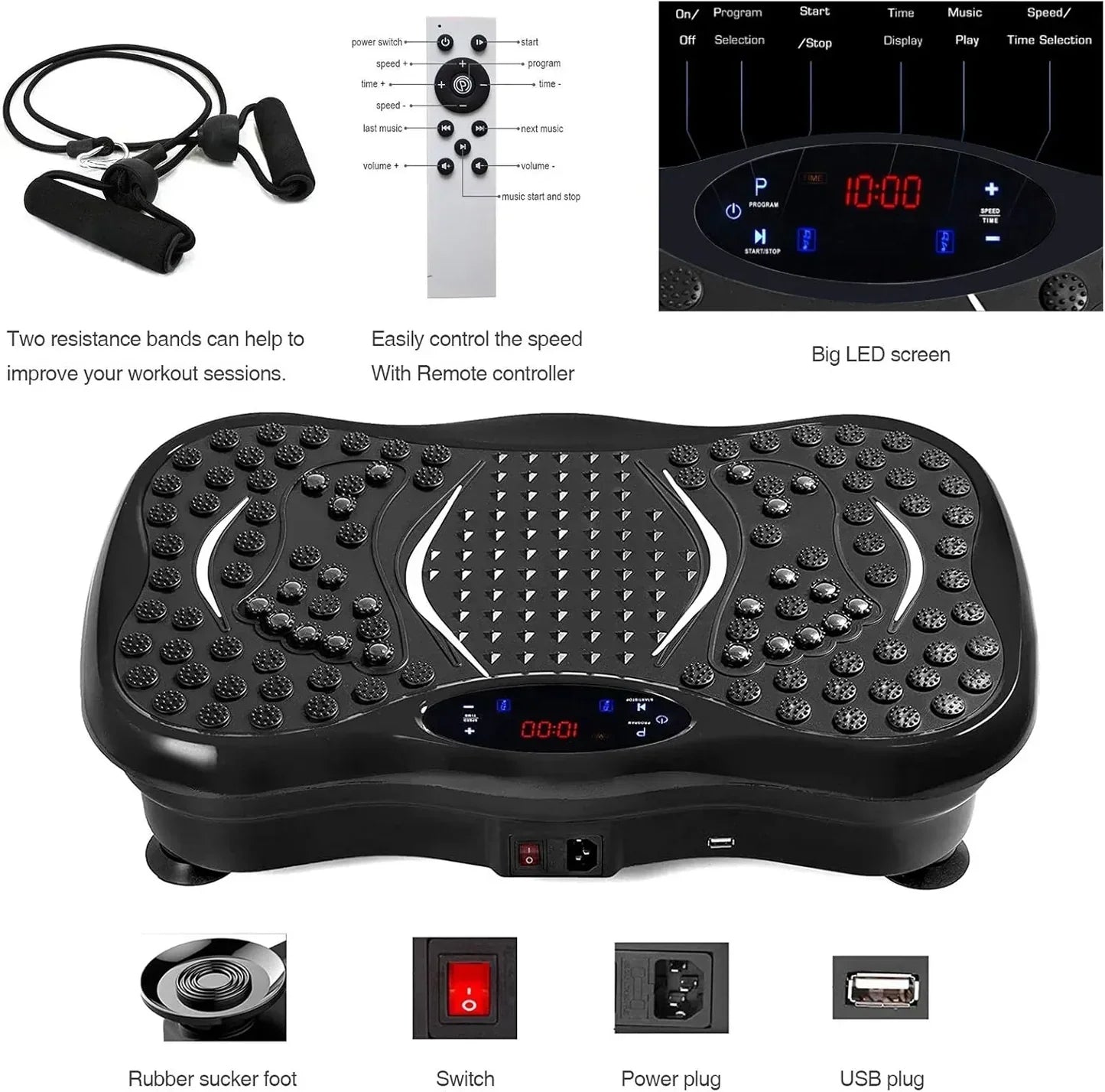 Waist Twisting  machine Vibration Exercise Machine with Remote Control and LED Display