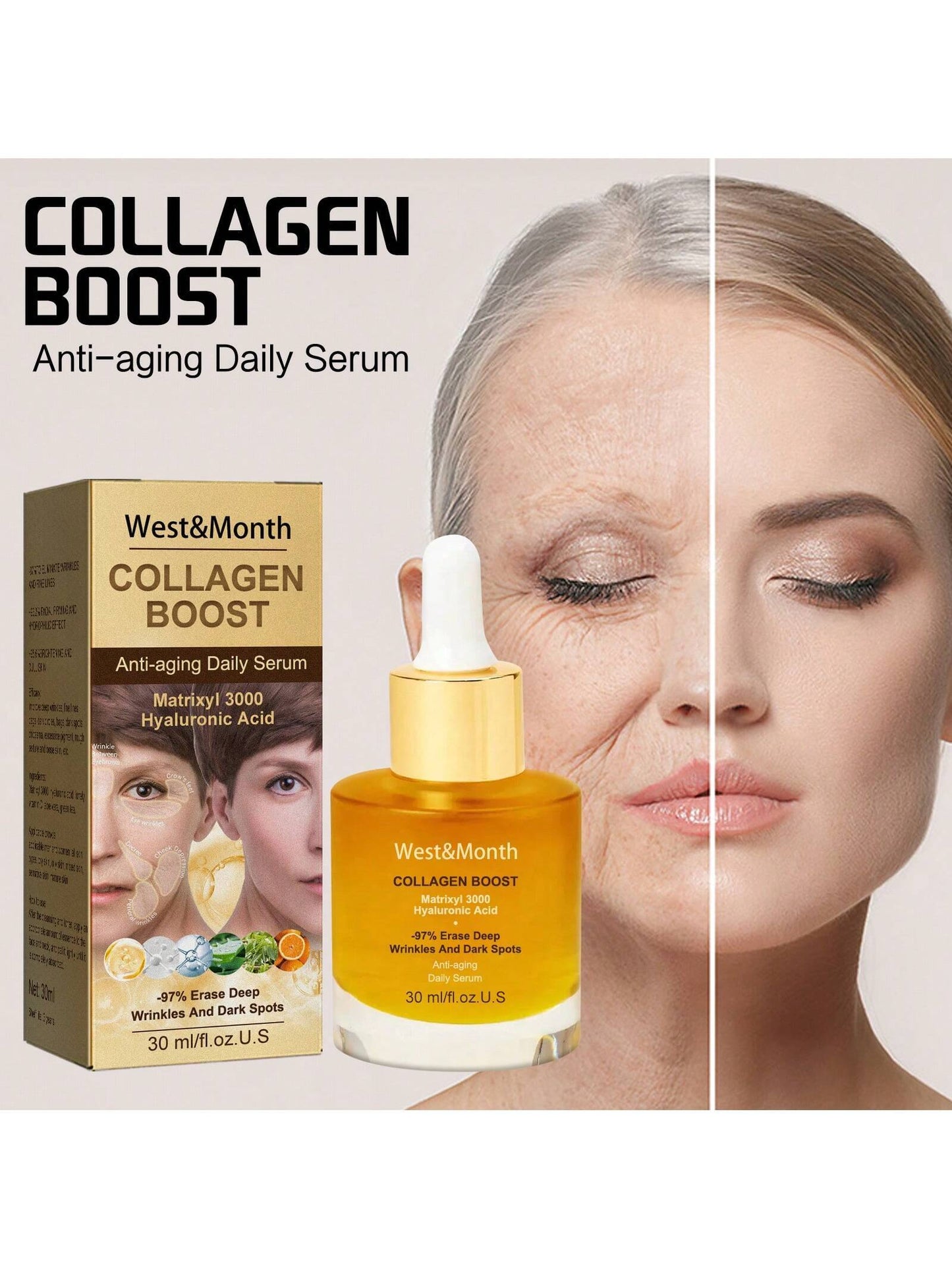 إيسنس الكولاجين لمكافحة التجاعيد من ويست آند مونث – 30 مل / West & Month Collagen Essence for Wrinkle 30ml