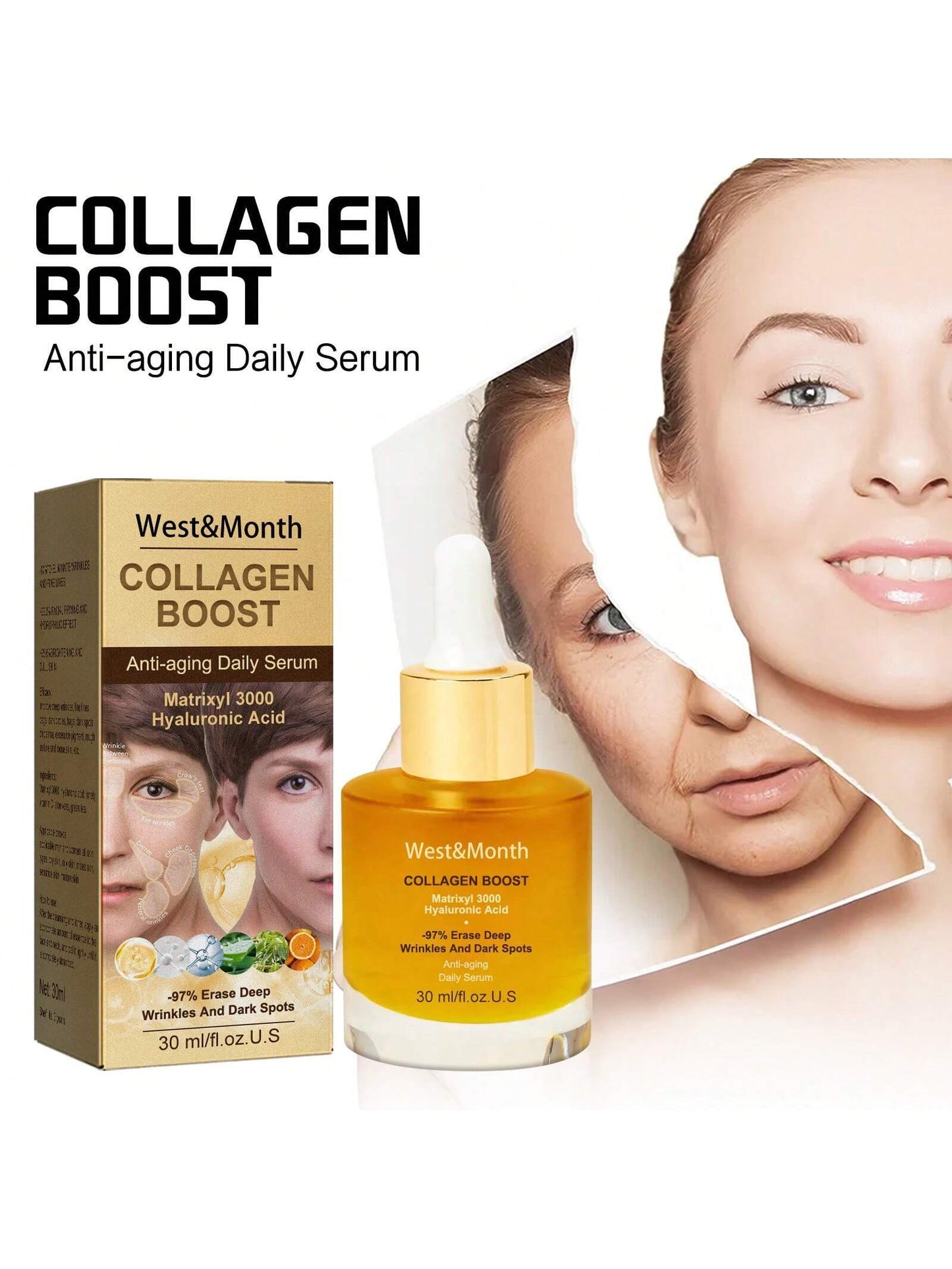 إيسنس الكولاجين لمكافحة التجاعيد من ويست آند مونث – 30 مل / West & Month Collagen Essence for Wrinkle 30ml
